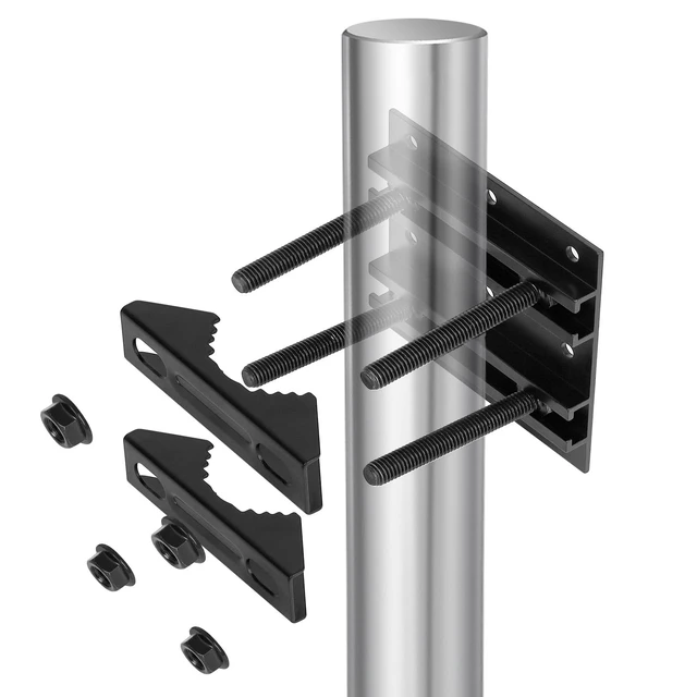 Alt view image 3 of 6 - UVKDEENK 1 Pack 2.67" Pole Mounting Kit, Mast Mount Brackets for Outside Antenna, Street Sign Mounting Hardware for Light Poles, Outdoor Security Camera Bracket, Side Mount Flag Pole Holder L