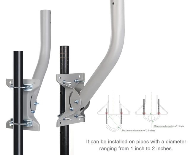 Alt view image 7 of 7 - Heavy Duty Antenna Mount Pole for Weather Station, 1.69 x 17.25 in J-Pole | 14-Gauge Steel, Heavy-Duty Adjustable J-Pole, Wall Eave Roof Or 1-2" Pole Mounting, Dual U-Bolt Kits & Hardware Included