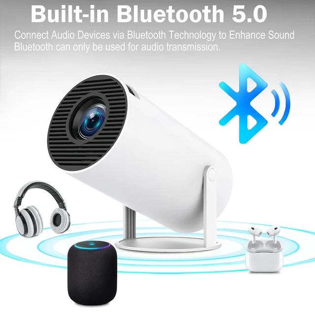 Alt view image 7 of 7 - HY300Pro Mini Projector with WIFI and Bluetooth,Portable Projector 4K 1080P Support ,Auto Keystone Correction,200 ANSI Lumens,40"-130'' Screen Movie Projector, Smart Projector with Android 11.0