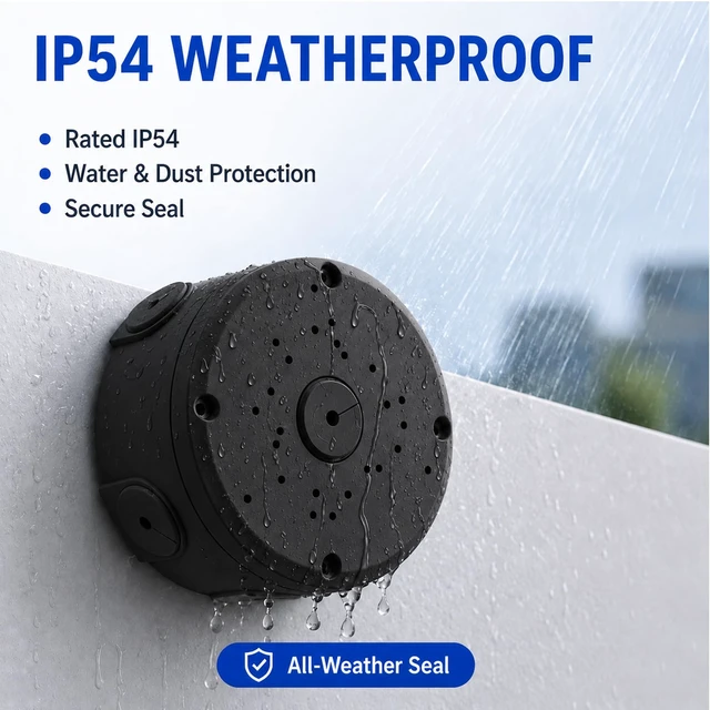 Alt view image 4 of 7 - BHVSON Universal Round ABS Junction Box Mount Bracket for Security Camera,IP54 Weatherproof Camera Junction Box Base for Wall Ceiling Installation(6 Pack Black)