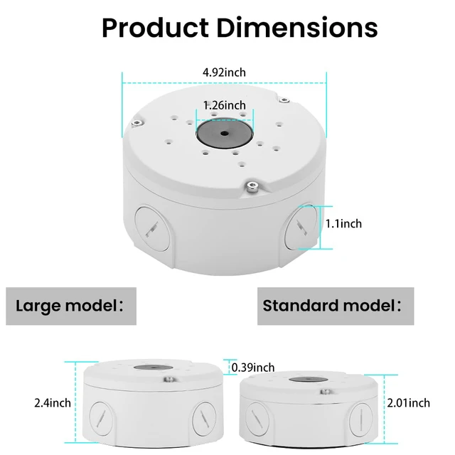 Alt view image 2 of 7 - Metal Junction Box Compatible with Ubiquiti Unifi Camera (White, Large) | Specialized mounting for Ubiquiti Unifi Dome Turret Bullet Cameras (G3,G4,G5, G6, AI,Pro)IP66 Waterproof ,Hide Cable