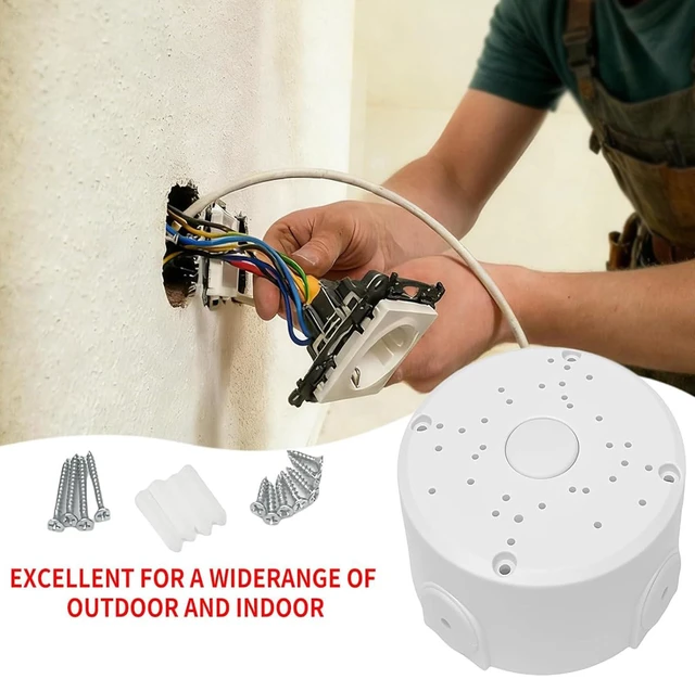 Alt view image 6 of 7 - Gzrundax Universal Junction Box for Dome and Bullet IP Security Cameras, White, ABS Plastic, Rainproof, Round,4 Pack