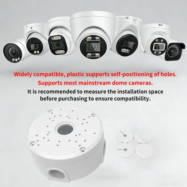 Alt view image 5 of 7 - Gzrundax Universal Junction Box for Dome and Bullet IP Security Cameras, White, ABS Plastic, Rainproof, Round,4 Pack