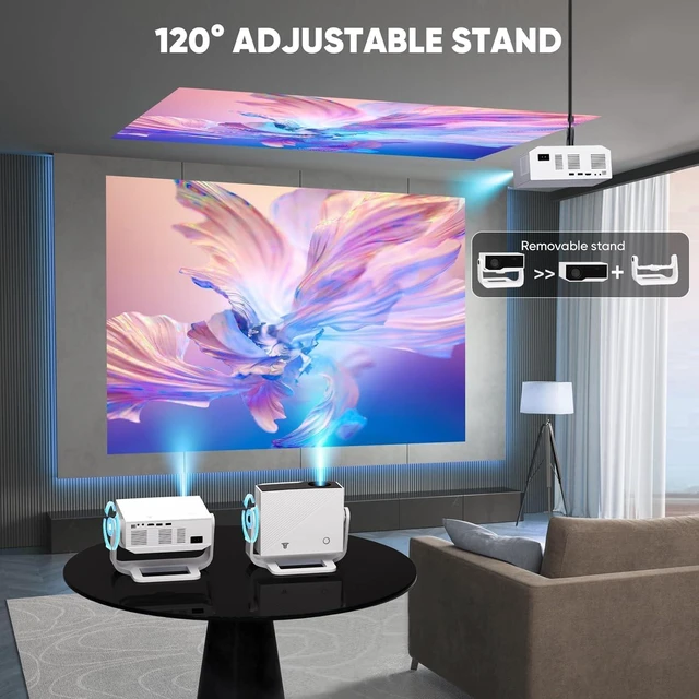 Alt view image 7 of 7 - Projector with WiFi and Bluetooth, 1000+ Apps Installed, Electronic Focus & Auto Keystone, Zoom, Native 1080P 650 ANSI 20000Lumen 4K Support Portable Mini Video Projector Outdoor Indoor