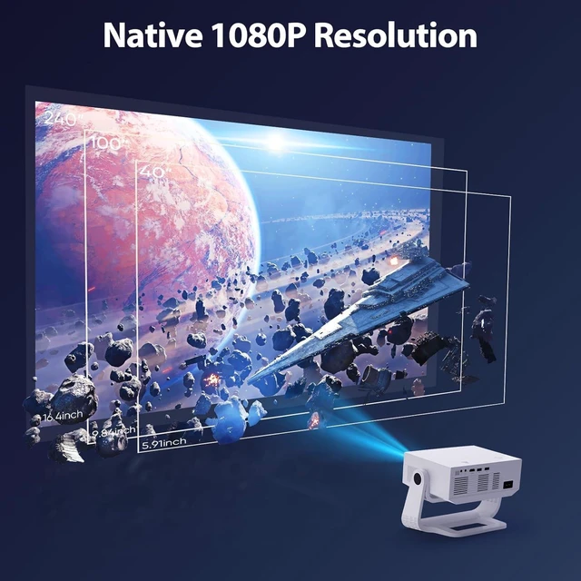 Alt view image 5 of 7 - Projector with WiFi and Bluetooth, 1000+ Apps Installed, Electronic Focus & Auto Keystone, Zoom, Native 1080P 650 ANSI 20000Lumen 4K Support Portable Mini Video Projector Outdoor Indoor