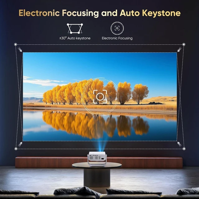 Alt view image 6 of 7 - Projector with WiFi and Bluetooth, 1000+ Apps Installed, Electronic Focus & Auto Keystone, Zoom, Native 1080P 650 ANSI 20000Lumen 4K Support Portable Mini Video Projector Outdoor Indoor