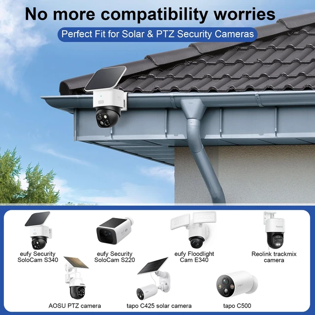 Alt view image 5 of 7 - 2 PCS Gutter Mount for Security Cameras,Stainless Steel Camera Gutter Mount | No Drill, Universal Gutter Mount Brackets,Compatible with Eufy S340/E30,Fits Most Security Cameras and Solar Panels,Silver