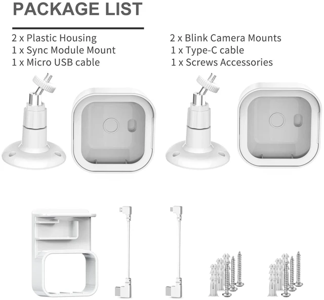Alt view image 7 of 7 - 360° Adjustable Blink Outdoor Camera Mount with Sync Module Mount, White | 2Pack Wall Mount for Blink Camera 4/Outdoor 2K+, Weatherproof Housing Cover for Blink Camera System, Improve Viewing Angle