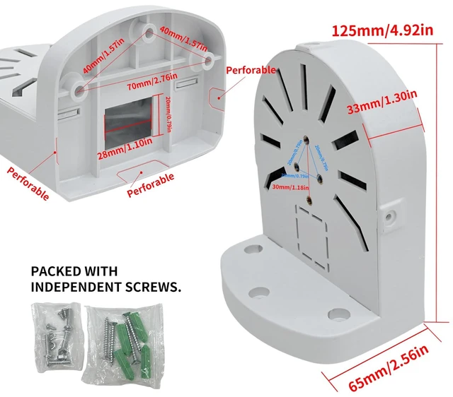 Alt view image 3 of 6 - Indoor Outdoor Camera Bracket ABS Plastic Wall Mount L-Shaped Bracket for Security Dome IP Camera Mounting, Junction Box Cable Management (2.5in-SL-3PACK)