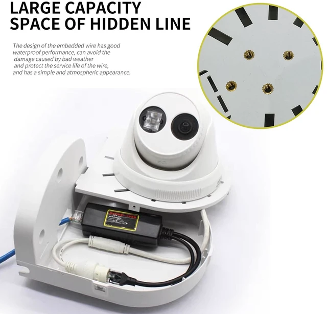 Alt view image 5 of 6 - Indoor Outdoor Camera Bracket ABS Plastic Wall Mount L-Shaped Bracket for Security Dome IP Camera Mounting, Junction Box Cable Management (2.5in-SL-3PACK)