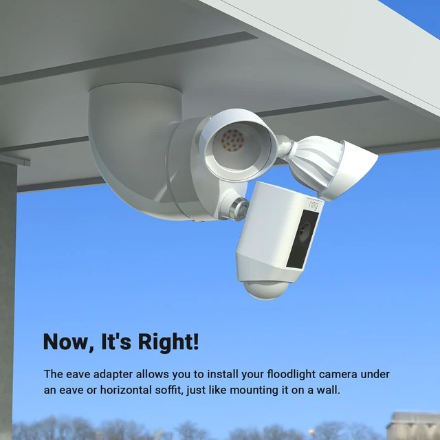 Alt view image 4 of 7 - Holicfun Eave Mount for Ring, Blink and Wyze Floodlight Camera, White | 90° eave adapter, mounts floodlight cam upright like on wall, durable plastic, hardware included