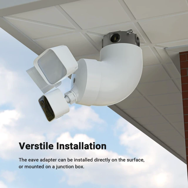 Alt view image 5 of 7 - Holicfun Eave Mount for Ring, Blink and Wyze Floodlight Camera, White | 90° eave adapter, mounts floodlight cam upright like on wall, durable plastic, hardware included