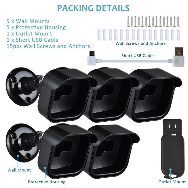 Alt view image 7 of 7 - GoHonor All New Blink Outdoor 4/2K+ Camera Mounting Brackets,5 Pack Weatherproof Protective Housing and 360 Degree Adjustable with Sync Module Core/XR Wall Mount (Blink Camera is Not Included)
