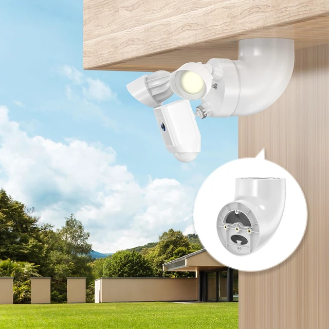 Alt view image 6 of 7 - MSAFF® Eave Mount for Ring, Blink and Wyze Floodlight Camera, White | Fits for Ring Cams (Wired Pro/Plus/Gen 2), Wyze V2, Blink, Roku - 90° Soffit Adapter, Adjustable Ceiling Bracket