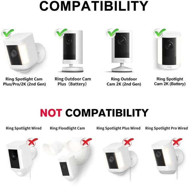 Alt view image 2 of 7 - 2Pack Security Wall Mount for Ring Spotlight Cam Battery and Ring Spotlight Cam Plus/Pro (Battery), 360° Adjustable Indoor/Outdoor Mounting Bracket for Your Surveillance Camera System - White
