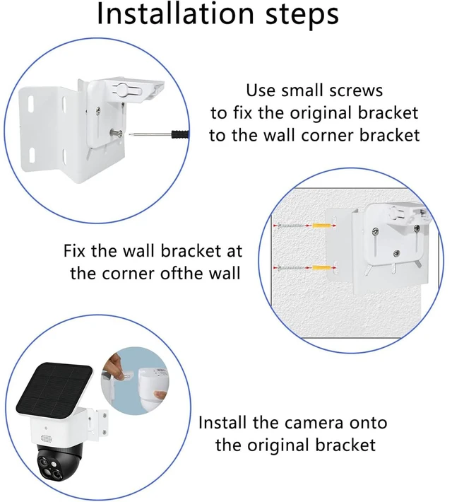 Alt view image 4 of 7 - 2 Pack Metal Mounting Corner Bracket for Security Camera, Metal Corner Mount Compatible with Eufy SoloCam S340/E30/E42/Security 4G LTE Cam S330 Surveillance Camera System for Outdoor and Indoor