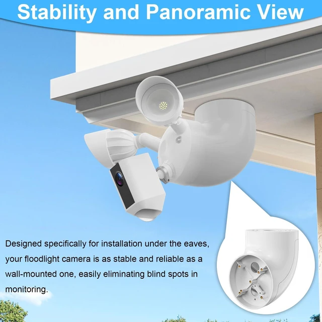 Alt view image 4 of 7 - Eave Mount for Ring Floodlight Cam Wired Plus/Pro, Ring Smart Lighting Floodlight, Blink Wired Floodlight Cameras, Wyze Floodlight Camera V2/Pro and Roku Flood light Cam Mounting Bracket, Easy Install
