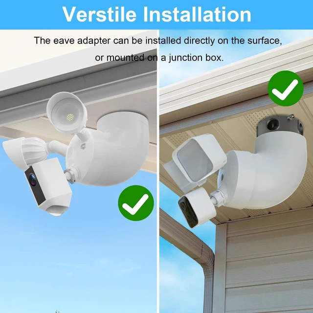 Alt view image 5 of 7 - Eave Mount for Ring Floodlight Cam Wired Plus/Pro, Ring Smart Lighting Floodlight, Blink Wired Floodlight Cameras, Wyze Floodlight Camera V2/Pro and Roku Flood light Cam Mounting Bracket, Easy Install