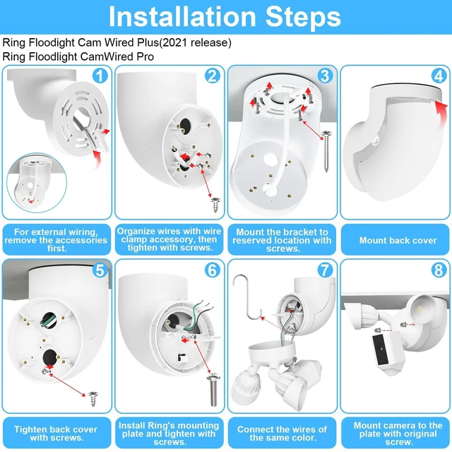 Alt view image 6 of 7 - Eave Mount for Ring Floodlight Cam Wired Plus/Pro, Ring Smart Lighting Floodlight, Blink Wired Floodlight Cameras, Wyze Floodlight Camera V2/Pro and Roku Flood light Cam Mounting Bracket, Easy Install
