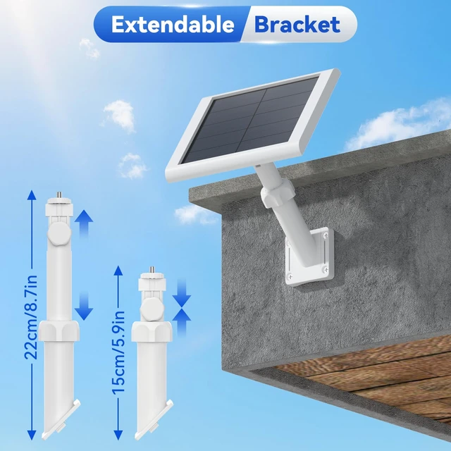 Alt view image 6 of 7 - Universal Solar Panel Wall Mount Bracket for Ring,Blink,Eufy,Arlo and Wyze Solar Panel,Extendable Mounting Arm & Multi-Angle Adjustment,Fit Most Security Camera Solar Panel,Weatherproof Outdoor-2Pack