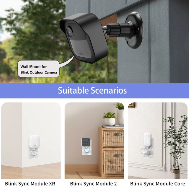 Alt view image 5 of 7 - 4 Pack Blink Outdoor Wall Mount for Outdoor 4/2K+, Blink Sync Module Mount | Weatherproof Protective Housing, 360° Adjustable Mounting with Sync Module Mount, Perfect View Angle for Blink SystemWhite
