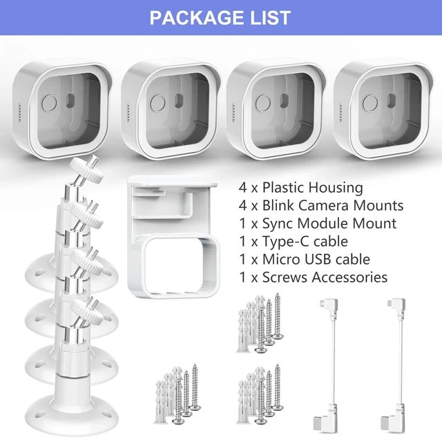 Alt view image 7 of 7 - 4 Pack Blink Outdoor Wall Mount for Outdoor 4/2K+, Blink Sync Module Mount | Weatherproof Protective Housing, 360° Adjustable Mounting with Sync Module Mount, Perfect View Angle for Blink SystemWhite