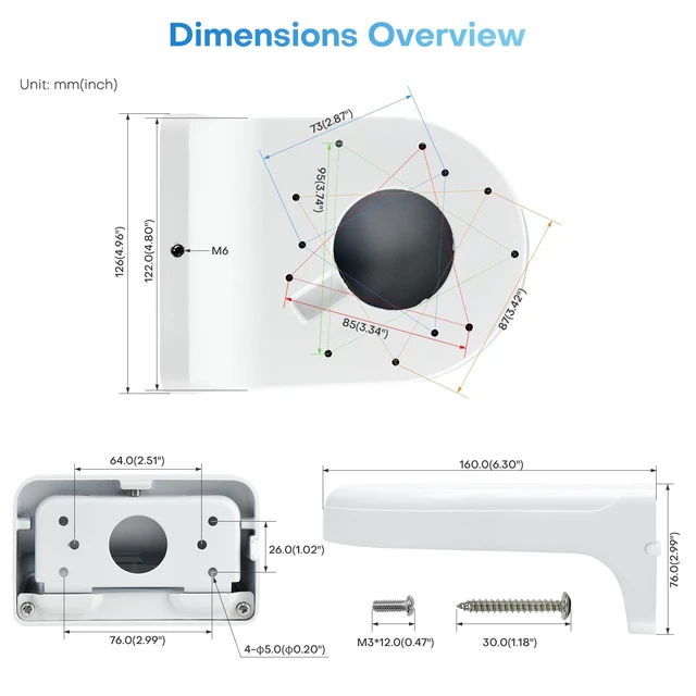 Alt view image 3 of 7 - VALUCAM203W Waterproof Aluminum Wall Mount Bracket for Dome Turret Camera Turret Camera VC-EDI04EG1-IA IPC-HDBW2441E-S IPC-HDBW2841R-ZS IPC-HDBW2449E-S-IL IPC-HDW2841TM-S IPC-HDW2841T-S IPC-EB5541-AS