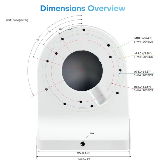 Alt view image 4 of 7 - VALUCAM203W Waterproof Aluminum Wall Mount Bracket for Dome Turret Camera Turret Camera VC-EDI04EG1-IA IPC-HDBW2441E-S IPC-HDBW2841R-ZS IPC-HDBW2449E-S-IL IPC-HDW2841TM-S IPC-HDW2841T-S IPC-EB5541-AS