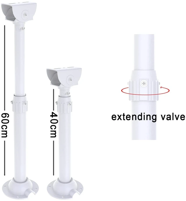 Alt view image 3 of 7 - WiTi Extendable Mounting Pole for Security Surveillance Cameras,15.7-23.6 inch Adjustable Ceiling Mount Bracket for CCTV IP Camera,Outdoor Indoor Solid Metal Powder Spray Coating