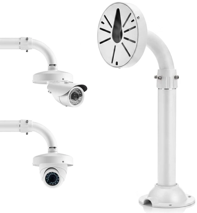 Main image of QWORK Universal Security Camera Mount Bracket, Adjustable J Type 15.7-23.6 inch Wall Mount for Dome CCTV/IP Cameras, Weatherproof Aluminum, Beige