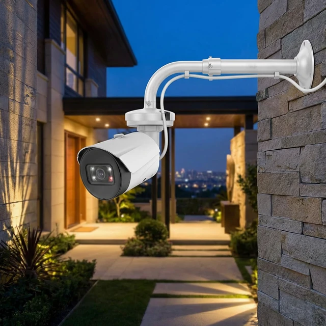 Alt view image 7 of 7 - QWORK Universal Security Camera Mount Bracket, Adjustable J Type 15.7-23.6 inch Wall Mount for Dome CCTV/IP Cameras, Weatherproof Aluminum, Beige