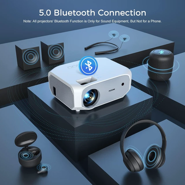 Alt view image 5 of 7 - FUDONI Projector with WiFi and Bluetooth, Native 1080P Outdoor Movie Projectors 4k Supported, 15000L Portable Home Theater Projector Max 300", Indoor&Outdoor Use