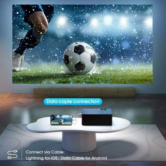 Alt view image 7 of 7 - 2026 Projector with WiFi and Bluetooth, Wireless Portable Movie Projector, 1080P 150" Display Home Theater, HDMI/AV & Carrying Bag Included, Compatible with Phone/Laptop, Black (Q9)