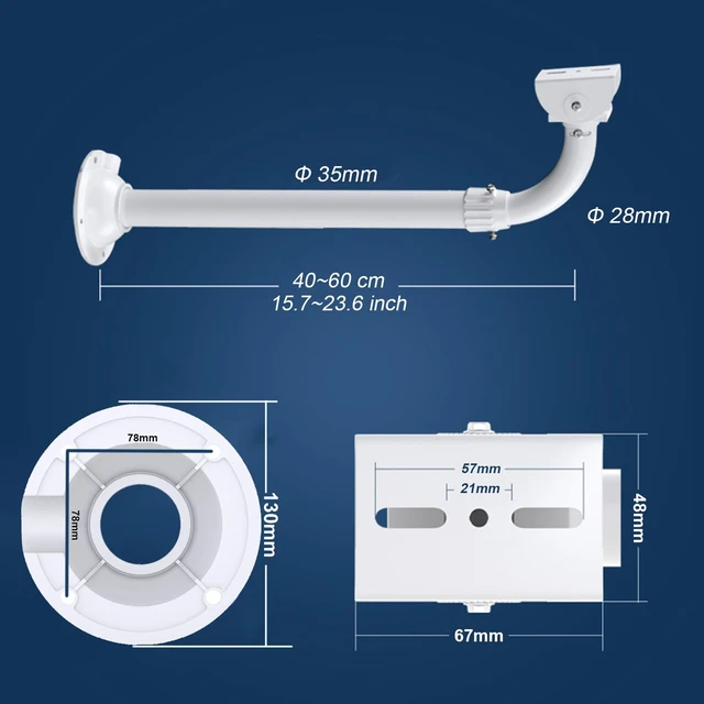 Alt view image 4 of 6 - WiTi CCTV Security Camera Extendable Pole Mount Bracket | 15.7-23.6 inches Adjustable, Wall and Ceiling Mount, For CCTV Camera, Metal Pole Mount