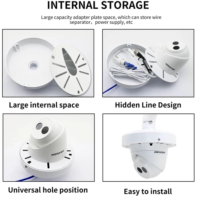 Alt view image 4 of 6 - Indoor Outdoor Security Camera Wall Mount, L-Type Metal Bracket, Junction Box Cable Management