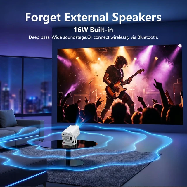 Alt view image 4 of 6 - TryLand 1080P Native Resolution Smart Projector with Auto Keystone, WiFi 6 & Bluetooth Projector with App Store Access, 16W Surround Sound Movie Projector Compatible with HDMI/USB/Phone