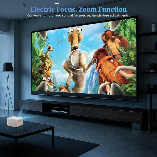Alt view image 3 of 7 - Video Projector with 5G WiFi and Bluetooth 5.1, Native 1080P Home Projector with Speaker, 16000LM Outdoor Movie Projector, Max 200" Compatible with iPhone / Android / TV Stick / Laptop / HDMI / USB