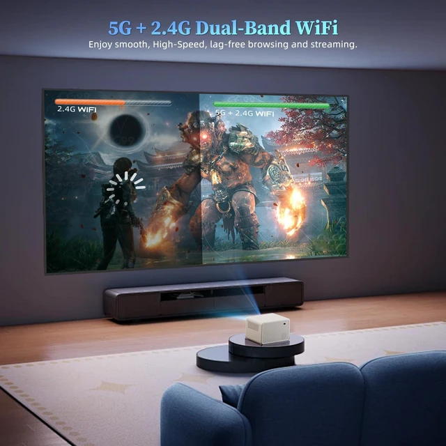 Alt view image 4 of 7 - Video Projector with 5G WiFi and Bluetooth 5.1, Native 1080P Home Projector with Speaker, 16000LM Outdoor Movie Projector, Max 200" Compatible with iPhone / Android / TV Stick / Laptop / HDMI / USB