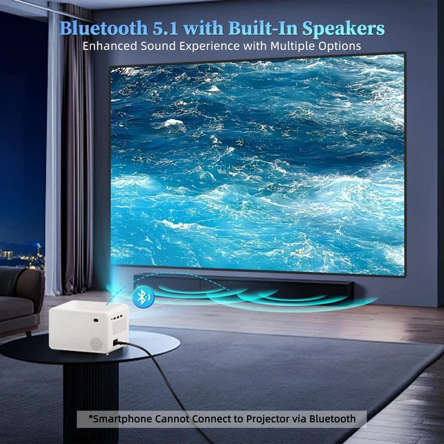 Alt view image 5 of 7 - Video Projector with 5G WiFi and Bluetooth 5.1, Native 1080P Home Projector with Speaker, 16000LM Outdoor Movie Projector, Max 200" Compatible with iPhone / Android / TV Stick / Laptop / HDMI / USB
