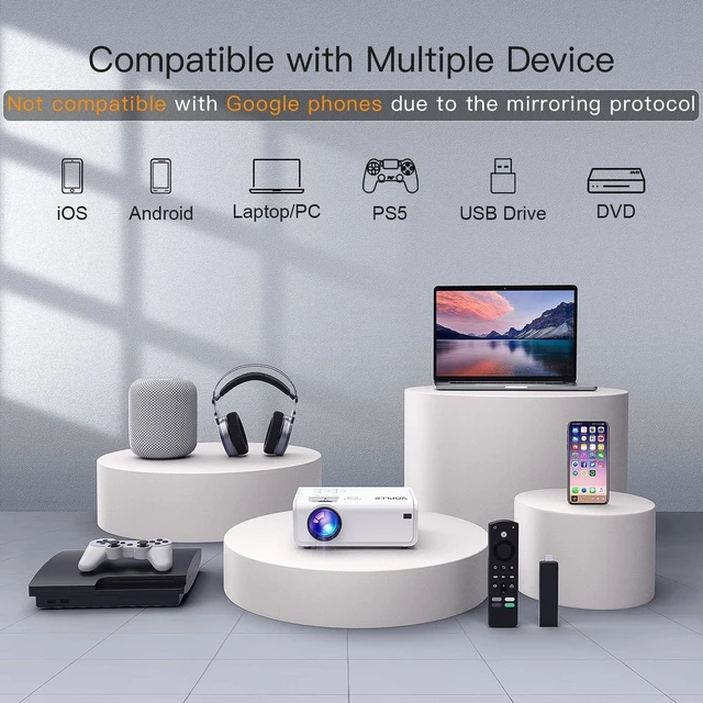 Alt view image 7 of 7 - Mini Projector, VOPLLS 1080P Full HD Video Projector, Portable Outdoor Home Theater Movie Overhead Projector, 50% Zoom, Compatible with HDMI, USB, AV, Smartphone/Tablet/Laptop/PC/TV Box (25000L)