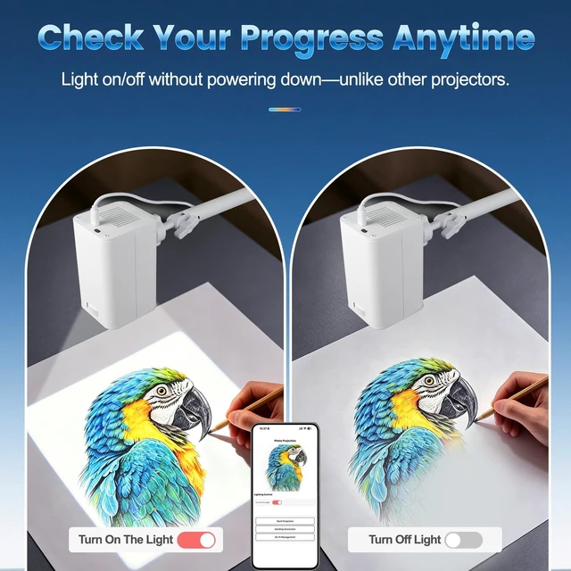 Alt view image 3 of 7 - Art Projector for Tracing and Drawing, White, No App Need, | Dual-Band 2.4G/5G WiFi, 1080P HD, Sketching for Artists/Beginners, Project Images on Canvas/Wall/Desk/Cake