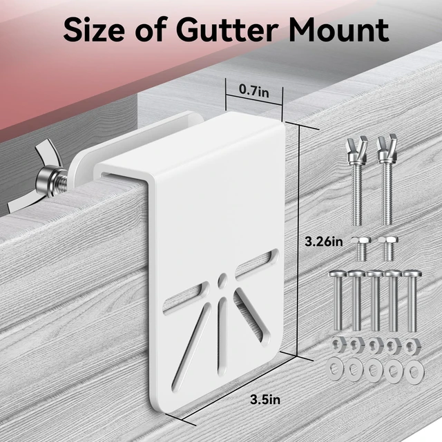 Alt view image 4 of 7 - 2 Pack Gutter Mount Bracket Compatible with Eufy Solocam S340/E30, Wyze, Eufy, Reolink, AOSU, No Drill Installation, Stainless Steel Gutter Mount for Security Camera, Security Camera Holder