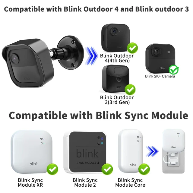 Alt view image 2 of 7 - Blink Outdoor Camera Mount,360°Swivel Mount for Blink Outdoor 4/2K+ Camera | 2Pack Weatherproof Housing Covers, Wall Mount for Blink Home Security System, Blink Sync Module Mount, Black