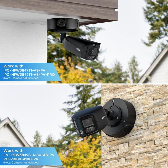 Alt view image 7 of 7 - VALUCAMPFA130-E Black Security Camera Bracket Wall Ceilling Mounting Junction Box IP66 WaterProof for Bullet Turret Dome Cam HDW4631C-A,PFW3849S-A180-AS-PV,HFW2841S-S,HDW3849H-AS-PV,PDW3849-A180-AS-PV