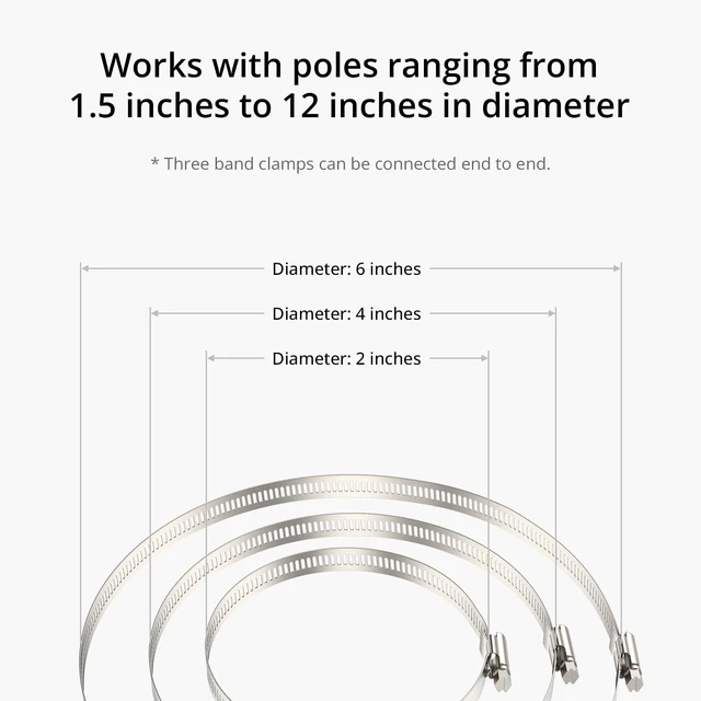Alt view image 5 of 7 - Holicfun Pole Mount for Eufy SoloCam S340/E30/E42 & 4G LTE Cam S330 | No-drill bracket fits 1.5"-5.9" diameter poles, downspouts & fence posts, easy installation, all mounting hardware included