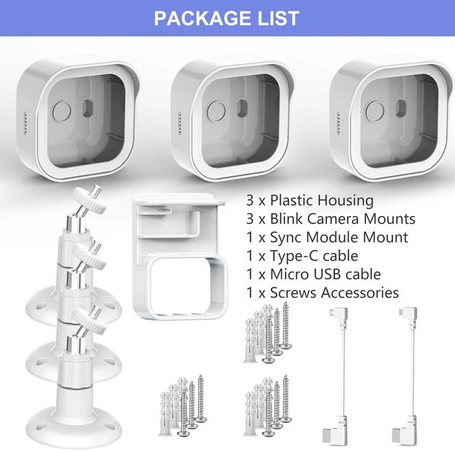 Alt view image 7 of 7 - Wall Mount for Blink Outdoor 4/Outdoor 2K Camera, Blink Sync Module Mount | 3 Pack, Weatherproof Protective Housing, 360° Adjustable Mounting, White