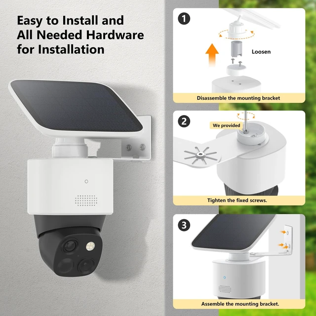 Alt view image 4 of 7 - 2Pack Adjustable Corner Mount Bracket for Eufy Security SoloCam S340/E30/E42 Metal Wall Mount for Eufy S340 with Coverage of 270° on Both Sides of The House, Reduce Blind Spots, Keep 360° Swivel
