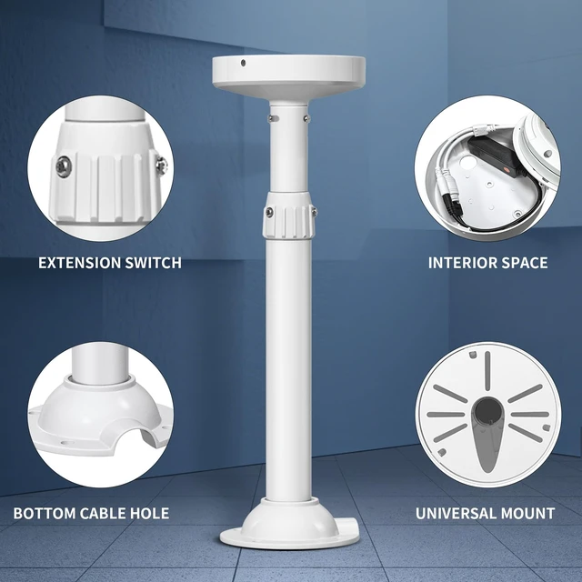 Alt view image 4 of 7 - ZT-NET ZT-NET Extendable Pole Mount for Security Surveillance Cameras | Ceiling / Wall Mounting Bracket for Bullet Camera,Solid Metal (11.8-23.6 inch)