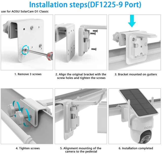 Alt view image 3 of 7 - VOMENC Gutter Mount for AOSU Solar Security Cameras Outdoor Wireless(SolarCam D1 Classic) and ANSQUE Security Cameras Wireless Outdoor (GU01/SA01)2pack,White