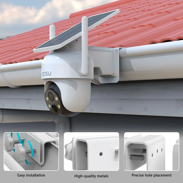 Alt view image 5 of 7 - VOMENC Gutter Mount for AOSU Solar Security Cameras Outdoor Wireless(SolarCam D1 Classic) and ANSQUE Security Cameras Wireless Outdoor (GU01/SA01)2pack,White